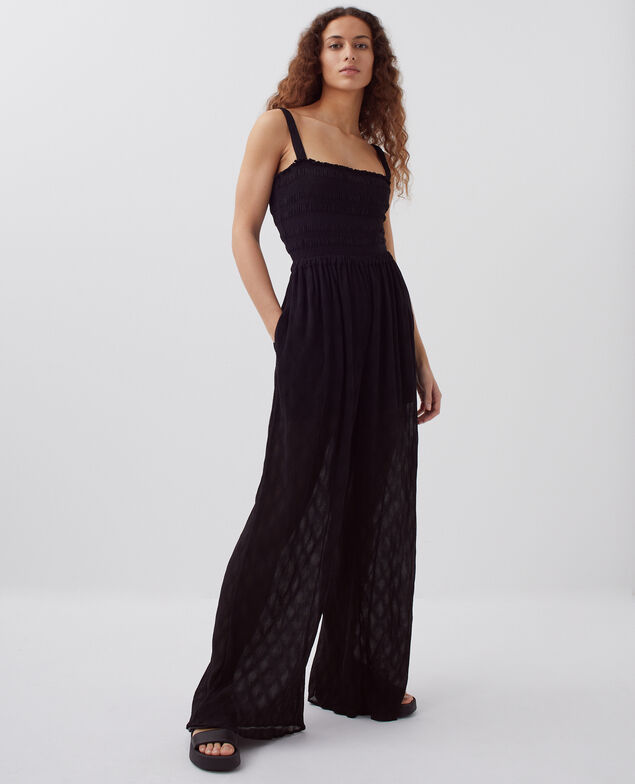 Combinaison longue fluide à smocks H091 black beauty