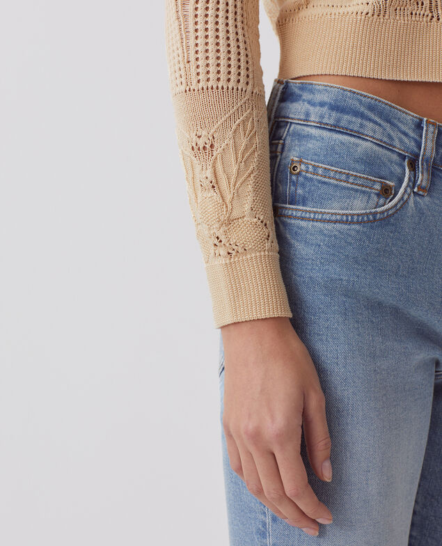 Cardigan en coton crochet J300 natural