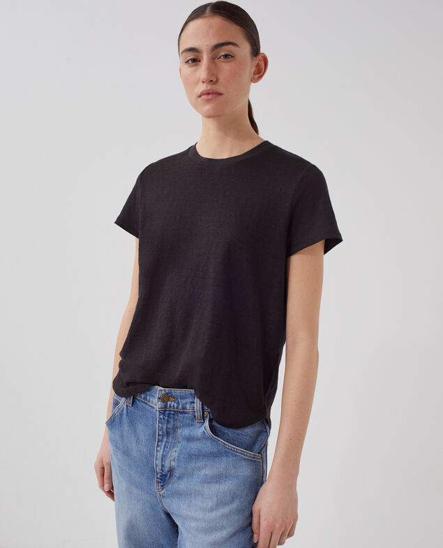 T-shirt col rond en lin AMANDINE H091 black beauty