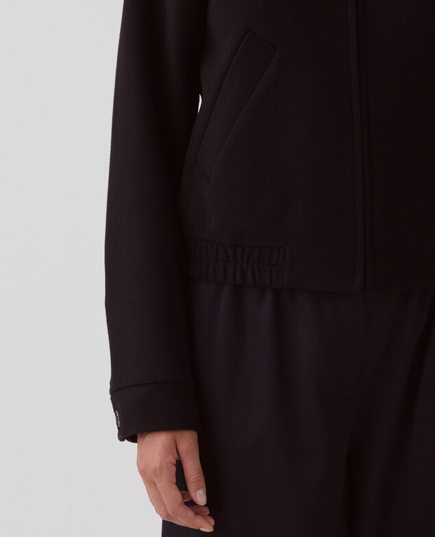 Blouson court double face en laine mélangée A091 black