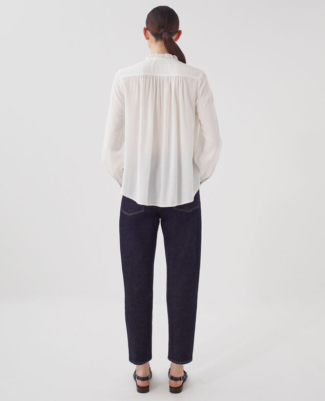 Blouse détails de volants H013 gardenia