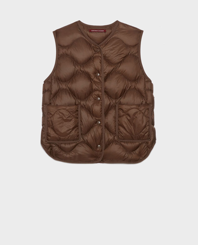 PLUME - Doudoune sans manches A371 solid brown coffee