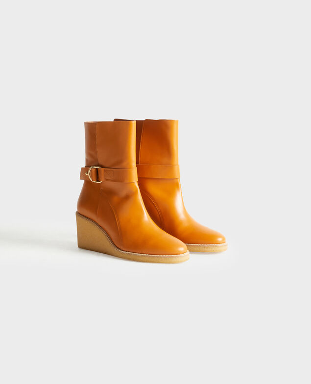 Bottines compensées en cuir 4249 camel