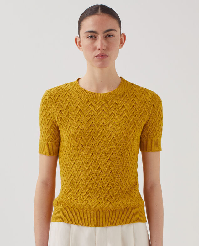 Pull à manches courtes en lin J480 gold flake
