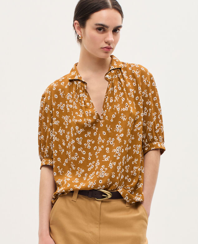 Blouse fluide manches courtes K480 daisy camel