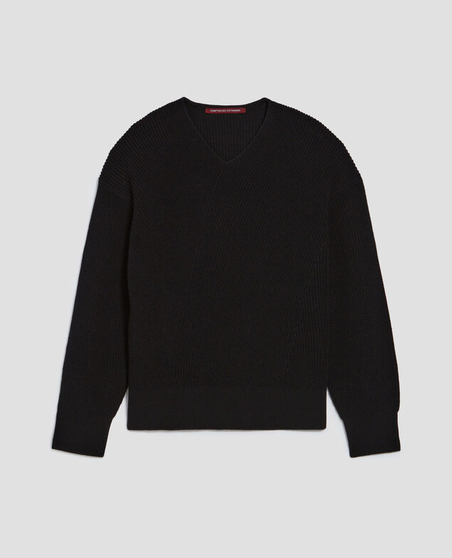 Pull col V en coton H091 black beauty