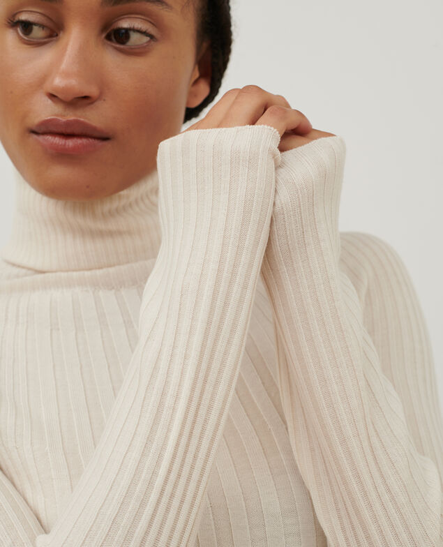 Pull col roulé en laine mérinos A013 ow jetstream