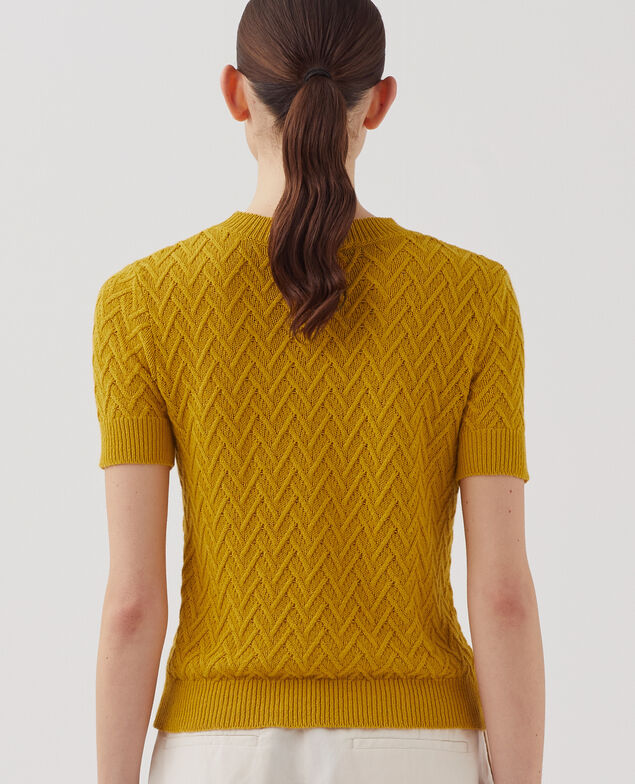 Pull à manches courtes en lin J480 gold flake