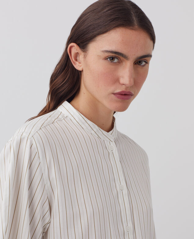 Chemise oversize en coton satiné J011 st white kaki