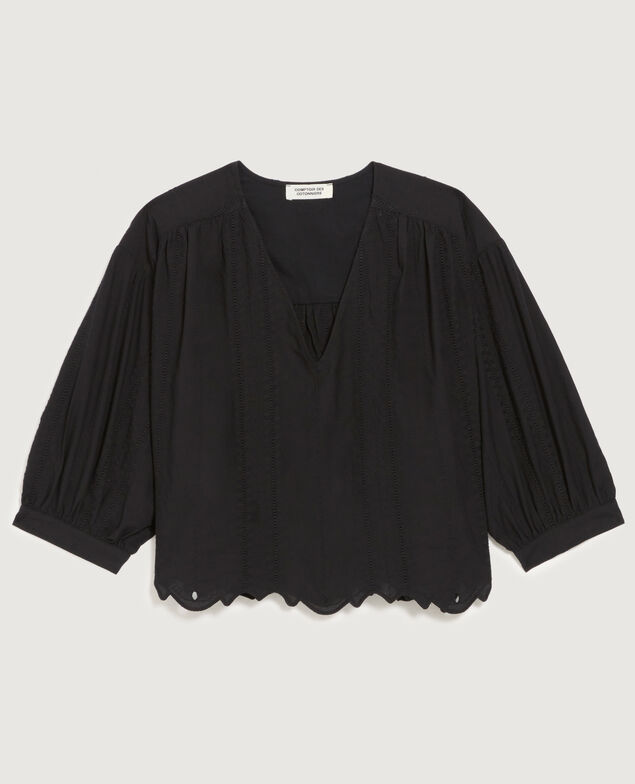 Blouse brodée en coton H091 black beauty