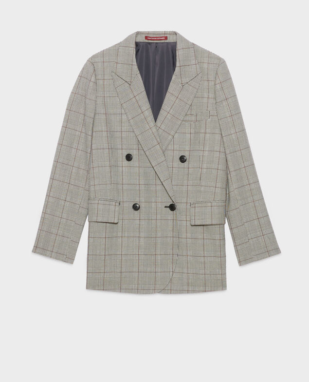 Veste ample en laine A030 grey check