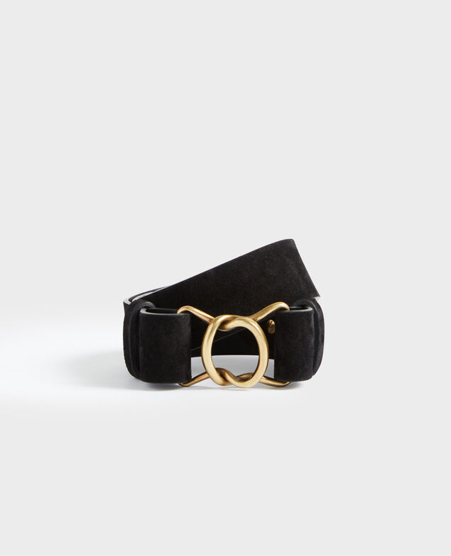 Ceinture fine en cuir suédé 8853 09 black