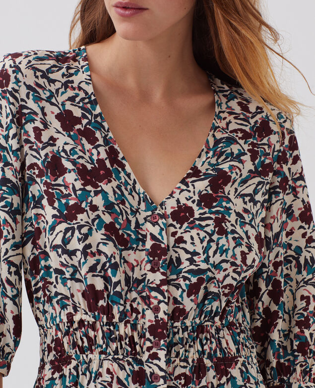 Robe longue fluide LUDIVINE J751 leaf burgundy