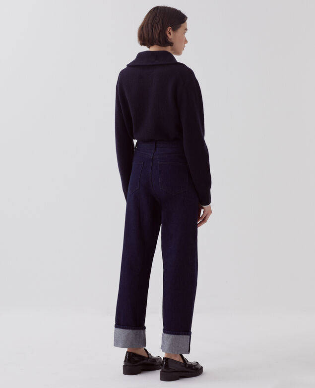 Jean regular à larges revers U690 navy