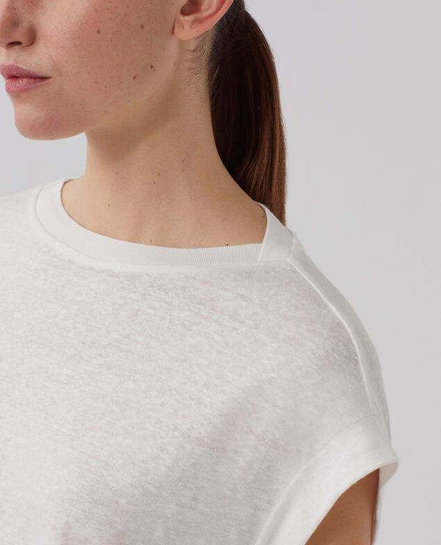 T-shirt boxy en lin KARO U010 off white