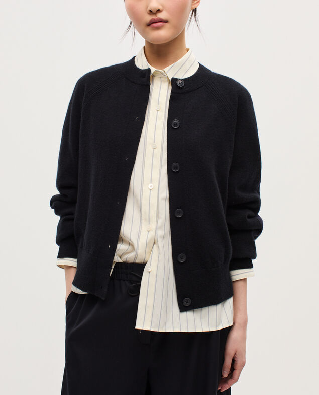 Cardigan col rond en cachemire K090 black st navy