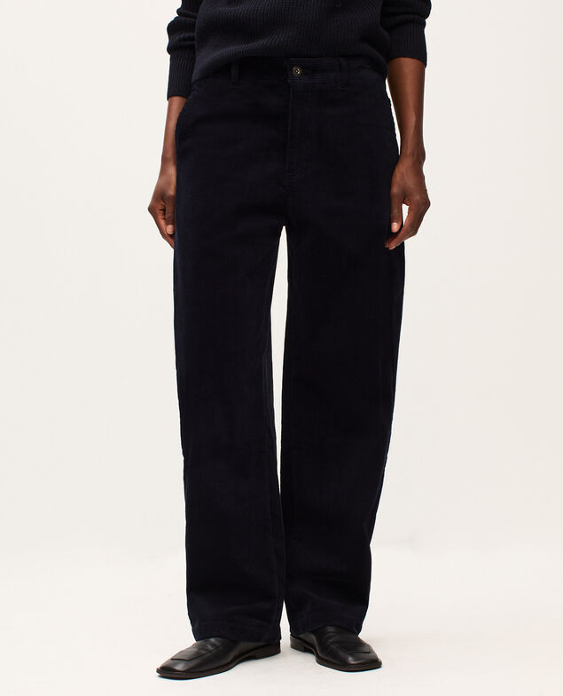Pantalon barrel en velours côtelé U690 navy