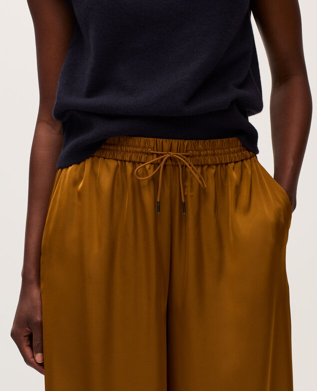 Pantalon large fluide satiné K340 bone brown