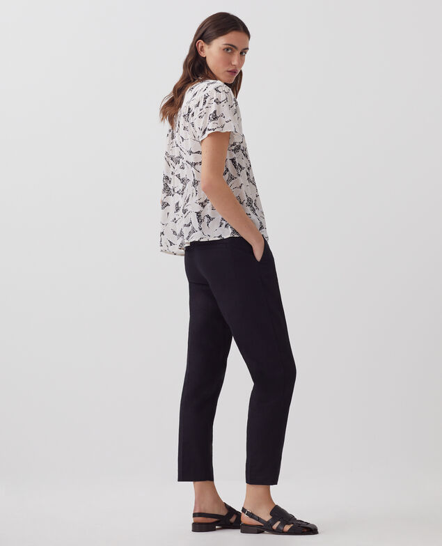 Blouse fluide à manches courtes J301 flower camo ecru
