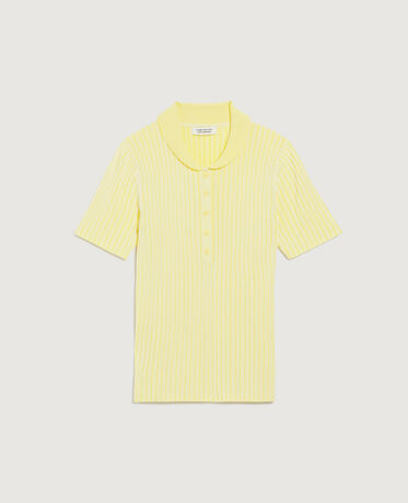 Polo  en maille c&ocirc;tel&eacute;e L433 white yellow
