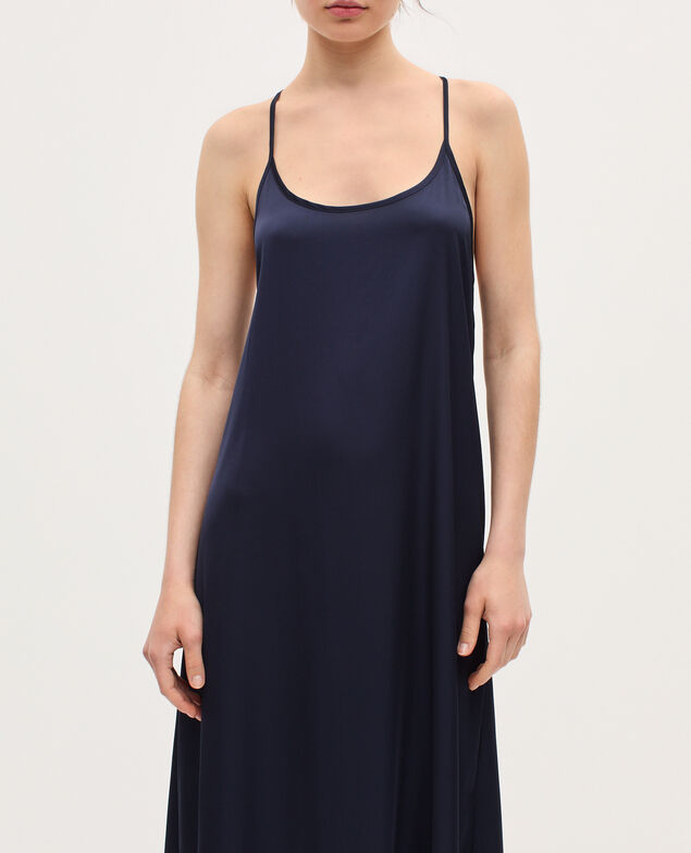 Robe longue nuisette satinée H695 night sky