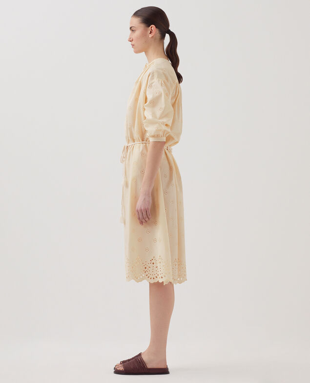 Robe midi broderie anglaise en coton I307 ecru