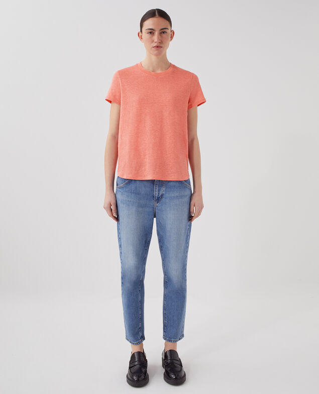 T-shirt col rond en lin AMANDINE U120 pink