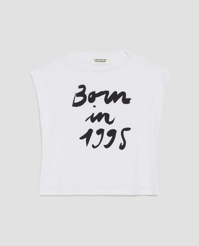 T-shirt boxy en coton J000 white base 95
