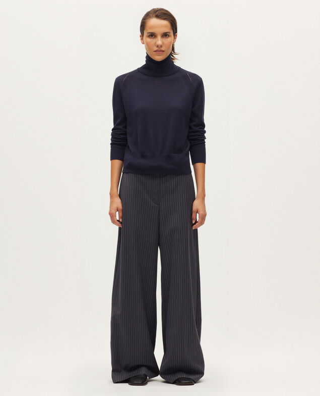 Pull col roulé en laine et soie H695 night sky
