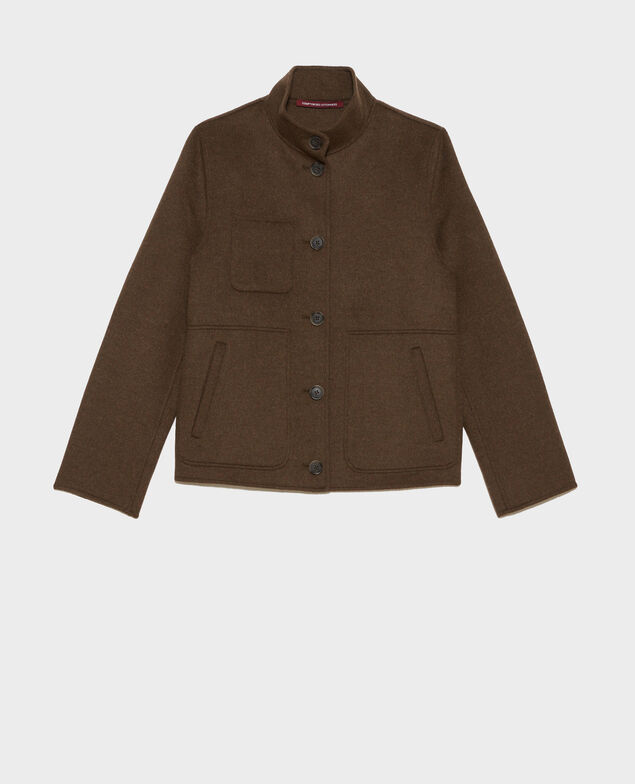 Veste double face laine et cachemire Kaki