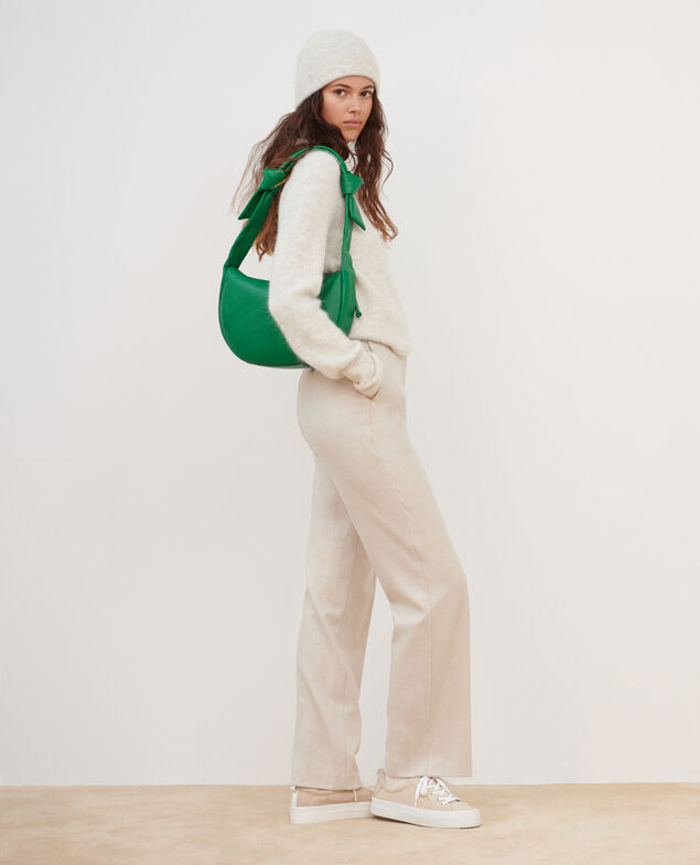 Pantalon droit en flanelle BLANDINE 8838 40 cream