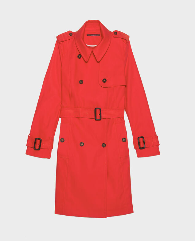 CATHERINE - Trench iconique en coton Fiery red