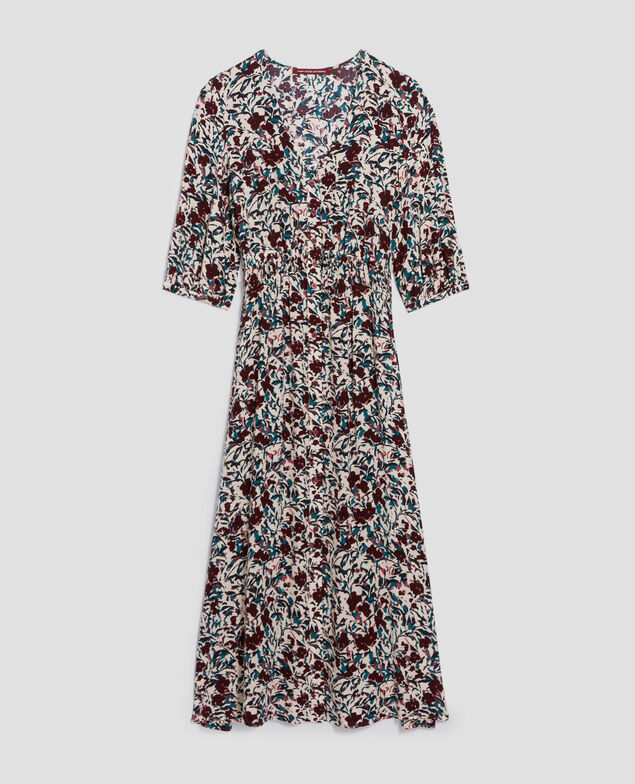 Robe longue fluide LUDIVINE J751 leaf burgundy