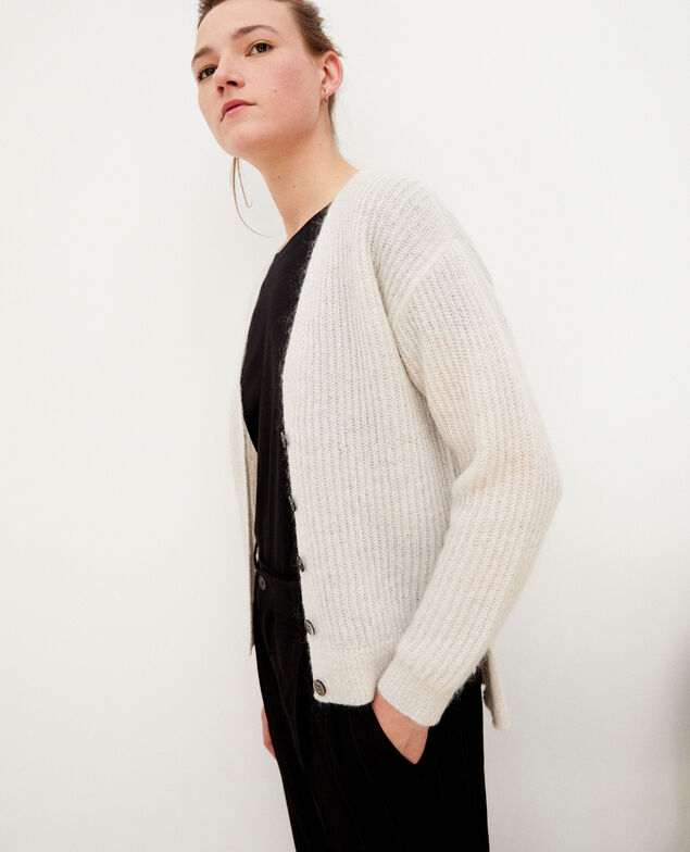 Cardigan avec du mohair Silver gray/off white/lurex