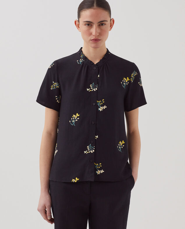 Chemise fluide à manches courtes J091 fl bouquet black
