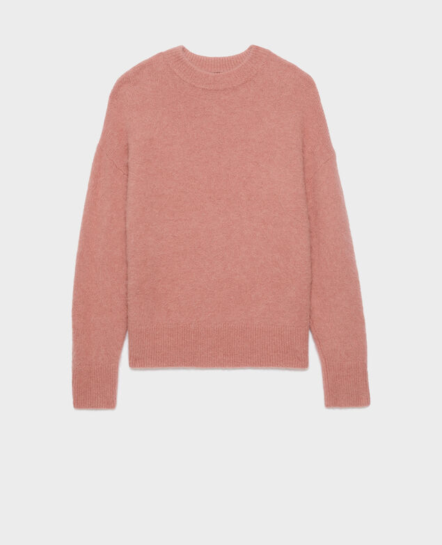 Pull col rond en alpaga mélangé A110 pink knit