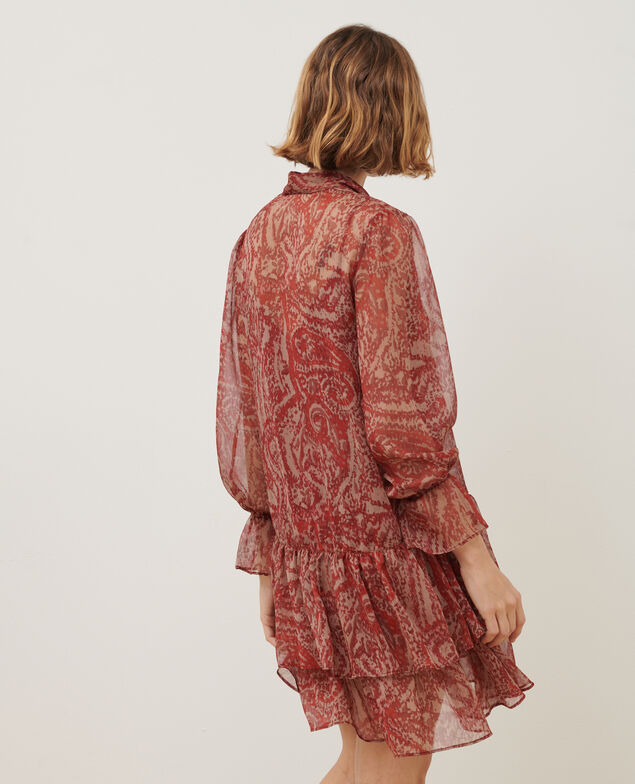 Robe courte fluide A182 print ikat wine