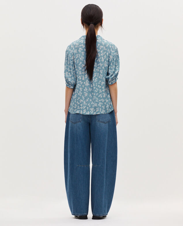 Blouse fluide manches courtes K610 daisy blue