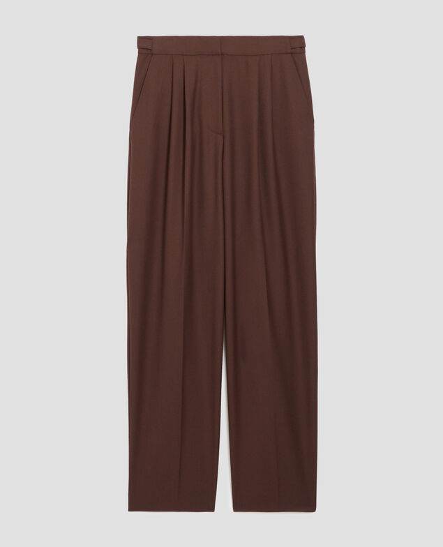 Pantalon à plis en laine CAMILLE I390 coffee bean