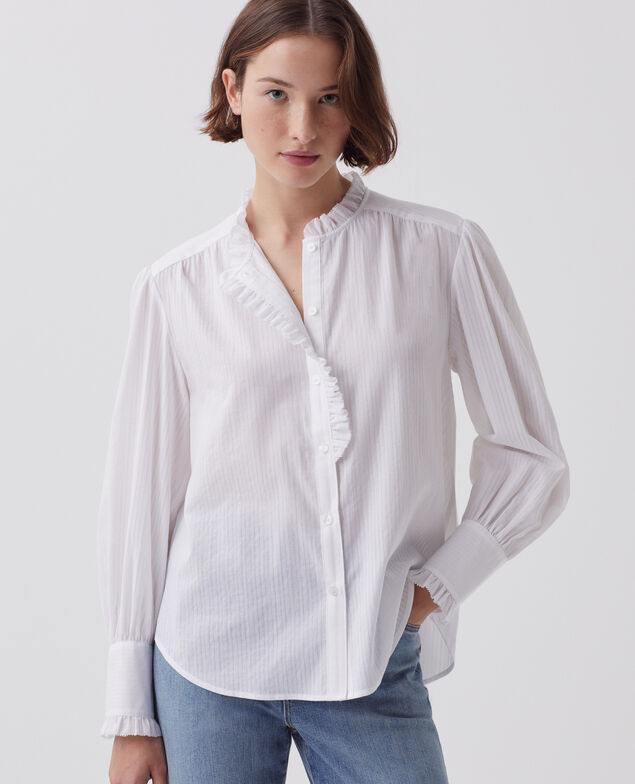 Chemise à manches longues en coton H013 gardenia