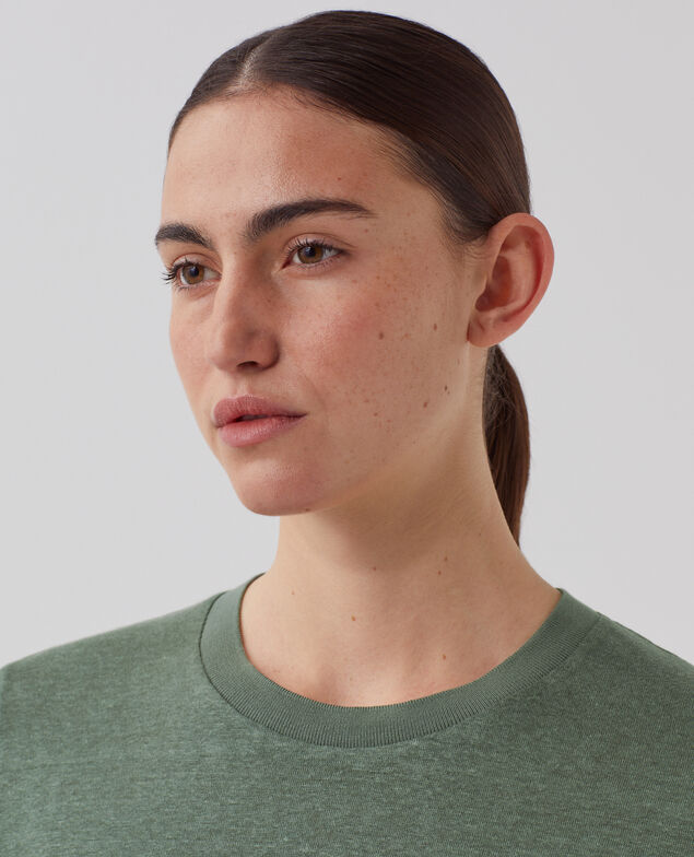 T-shirt col rond en lin AMANDINE U570 olive
