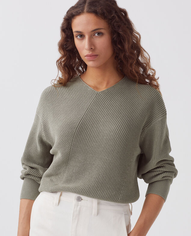 Pull col V en coton J050 shadow gray