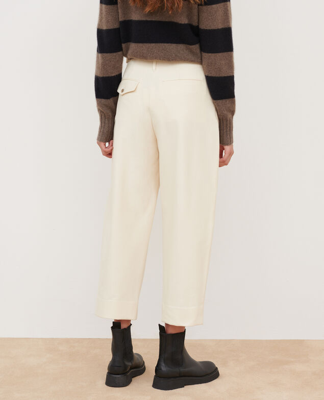 Pantalon carrot twill jersey PEGGY 4142 ecru