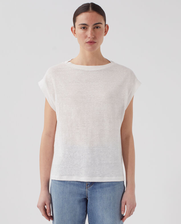 T-shirt boxy en lin KARO U010 off white