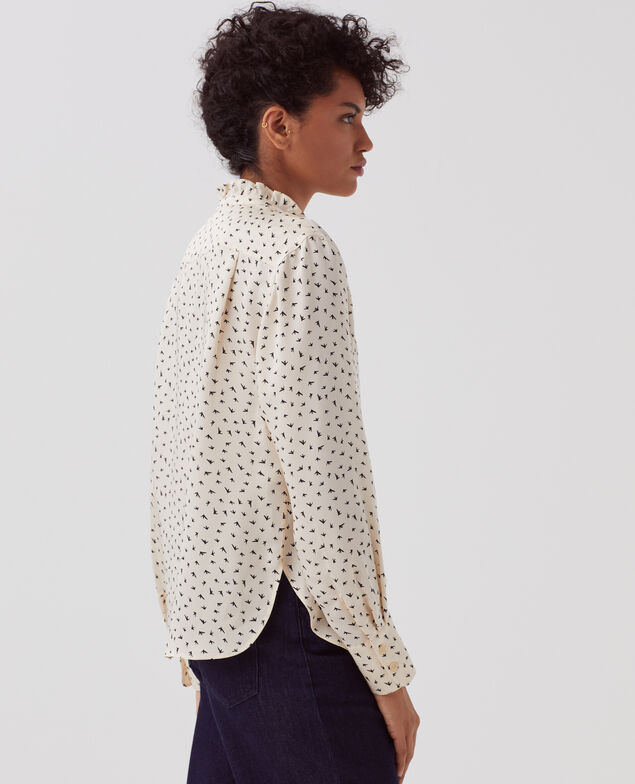 Chemise fluide à volants I018 print birdy