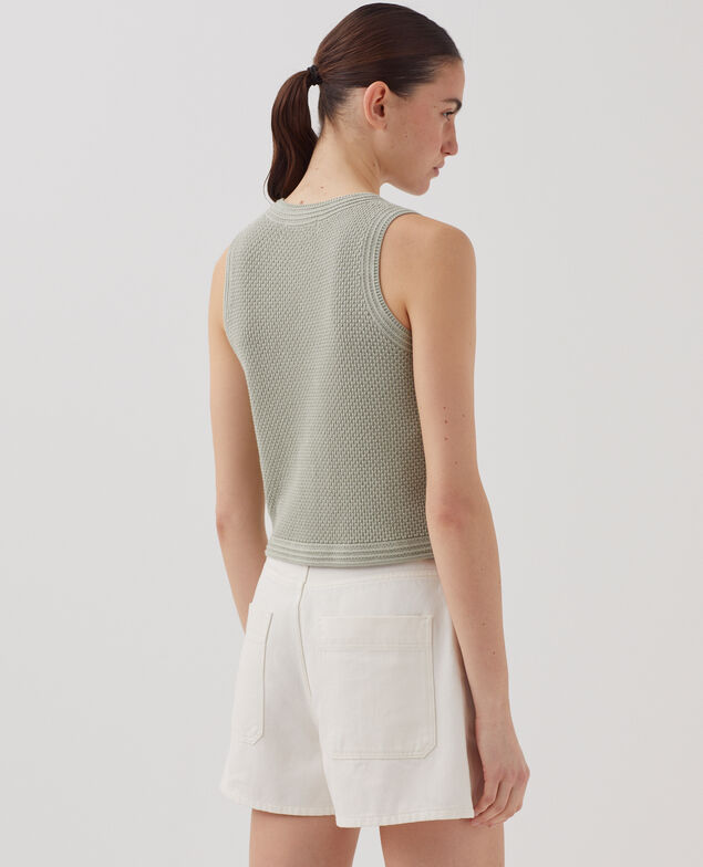 Débardeur maille ajourée en coton U520 green