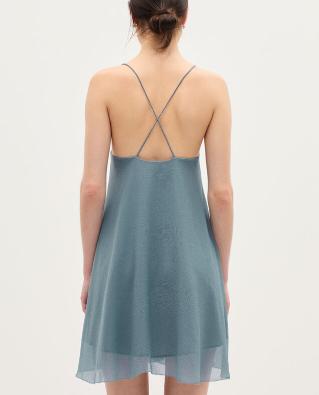 Robe courte en mousseline  K631 blue lake