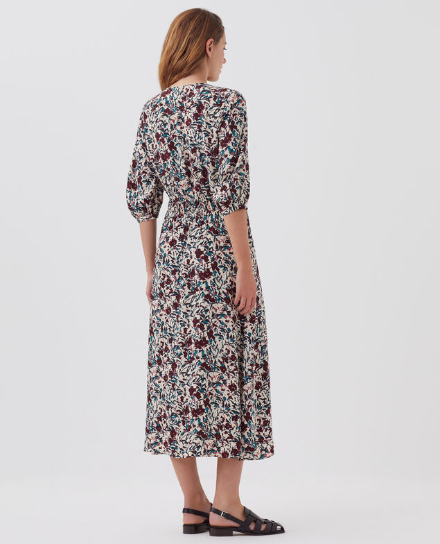 Robe longue fluide LUDIVINE J751 leaf burgundy