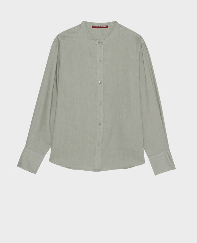 Chemise sans col en lin 07 gray