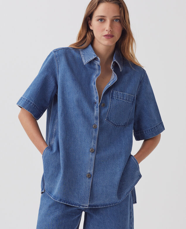 Chemise en denim de coton J621 light blue